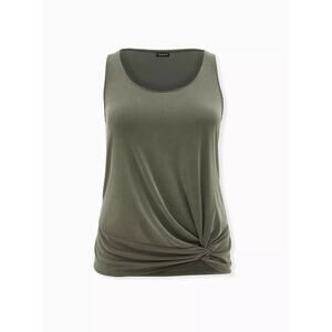 Torrid Cupro Knot Front Tank Top Olive Green Sleeveless Tank - Plus Size 5X